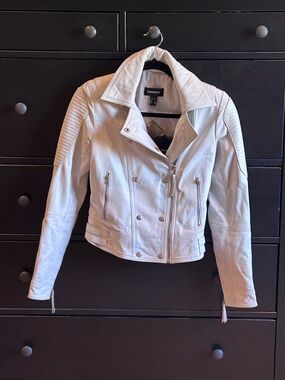 Danier leather jacket - leather motorcycle jacket - white leather jacket
